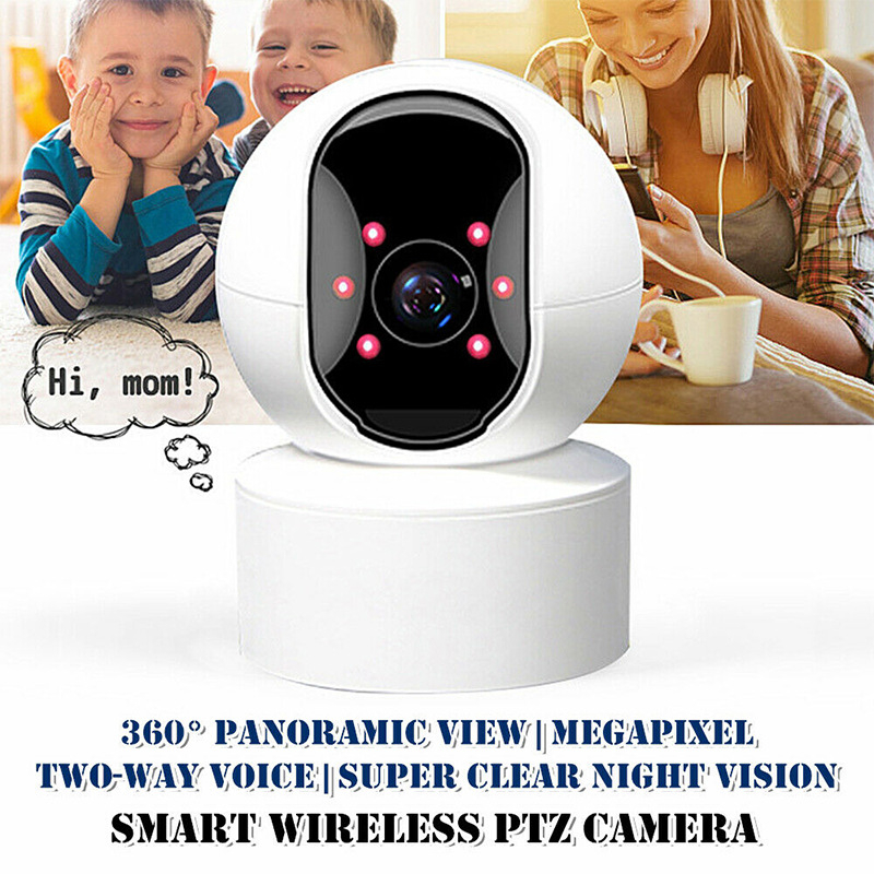 Cameră de supraveghere cu vedere de noapte HD, wireless, pentru interior, IP, pan-tilt, Wi-Fi