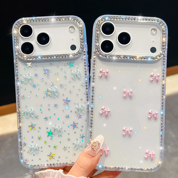Husă nouă cu diamante strălucitoare pentru iPhone 17 – Aurora Bow, lux