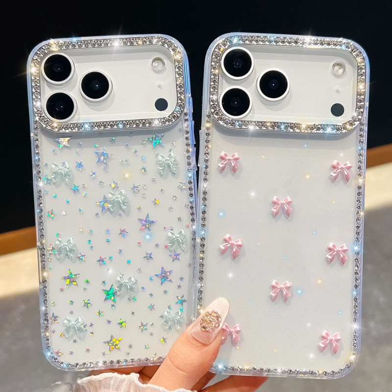 Husă nouă cu diamante strălucitoare pentru iPhone 17 – Aurora Bow, lux