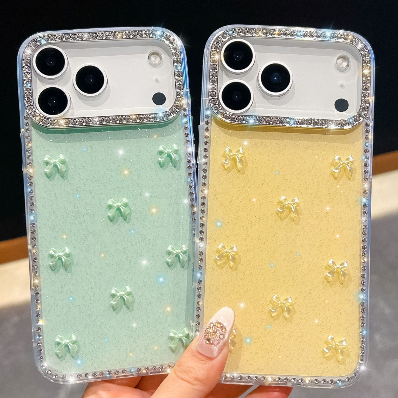 Husă nouă cu diamante strălucitoare pentru iPhone 17 – Aurora Bow, lux