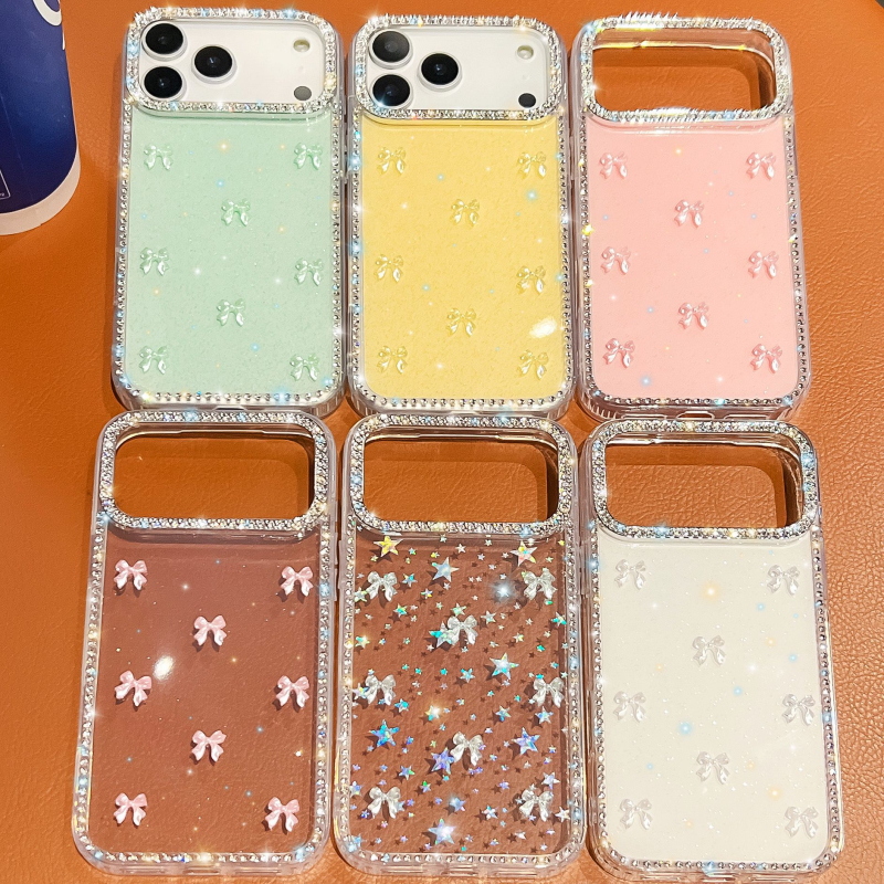 Husă nouă cu diamante strălucitoare pentru iPhone 17 – Aurora Bow, lux