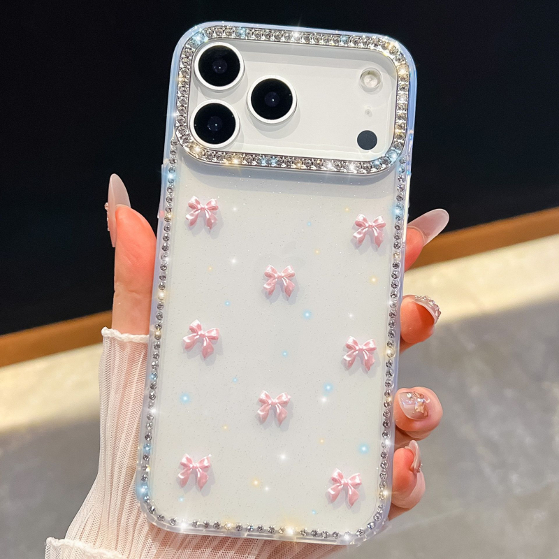 Husă nouă cu diamante strălucitoare pentru iPhone 17 – Aurora Bow, lux