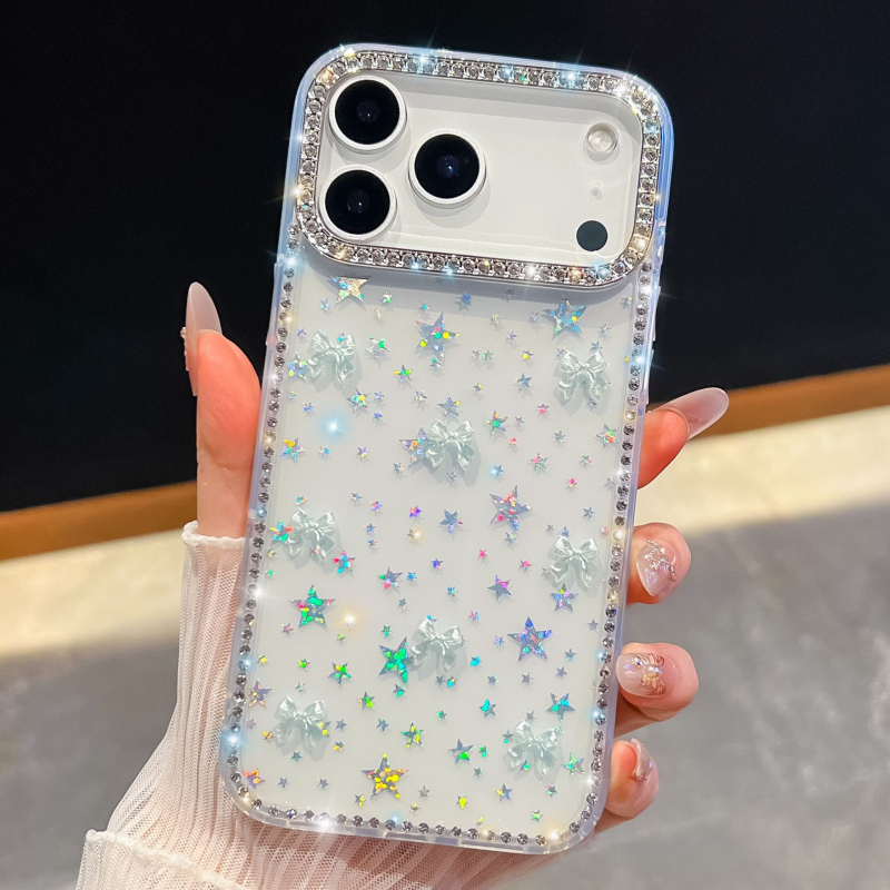 Husă nouă cu diamante strălucitoare pentru iPhone 17 – Aurora Bow, lux