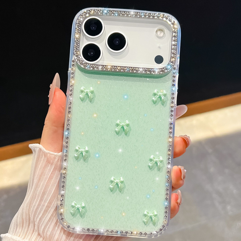 Husă nouă cu diamante strălucitoare pentru iPhone 17 – Aurora Bow, lux