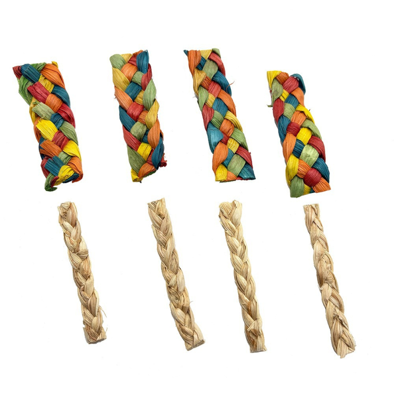 Segment împletit din frunze de porumb pentru jucării de păsări, jucărie de mestecat pentru rozătoare mici, 8 cm