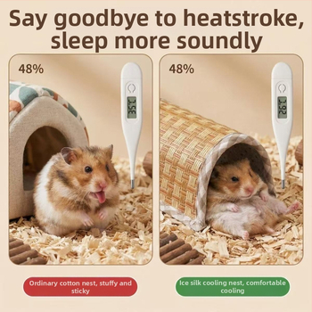 Cuib de vară pentru hamsteri și porcuși de Guineea, cu tunel răcoritor și covoraș din mătase rece
