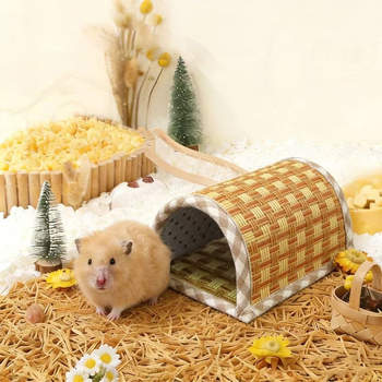 Cuib de vară pentru hamsteri și porcuși de Guineea, cu tunel răcoritor și covoraș din mătase rece