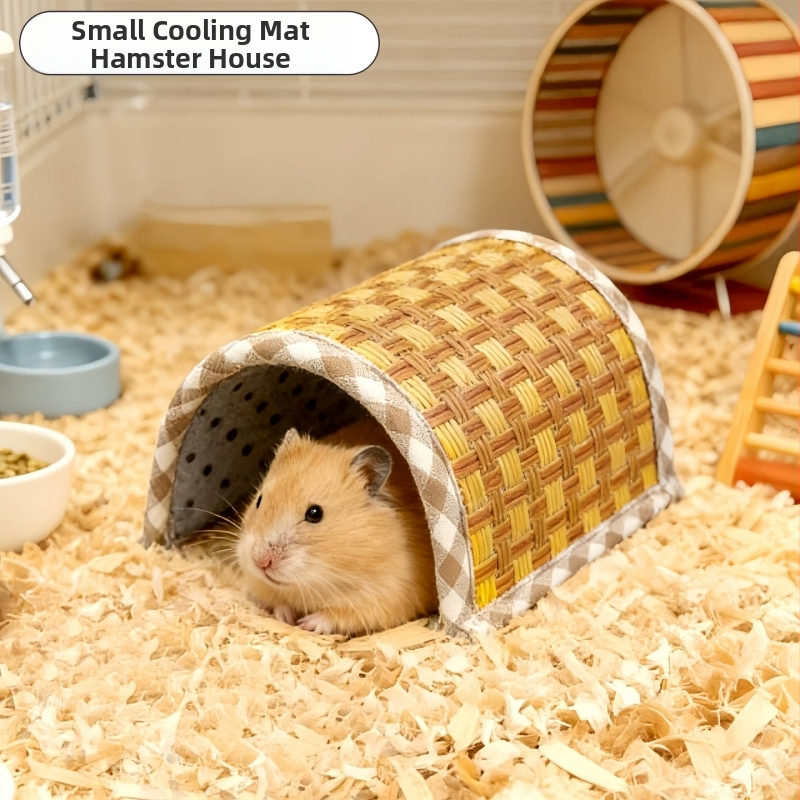 Cuib de vară pentru hamsteri și porcuși de Guineea, cu tunel răcoritor și covoraș din mătase rece