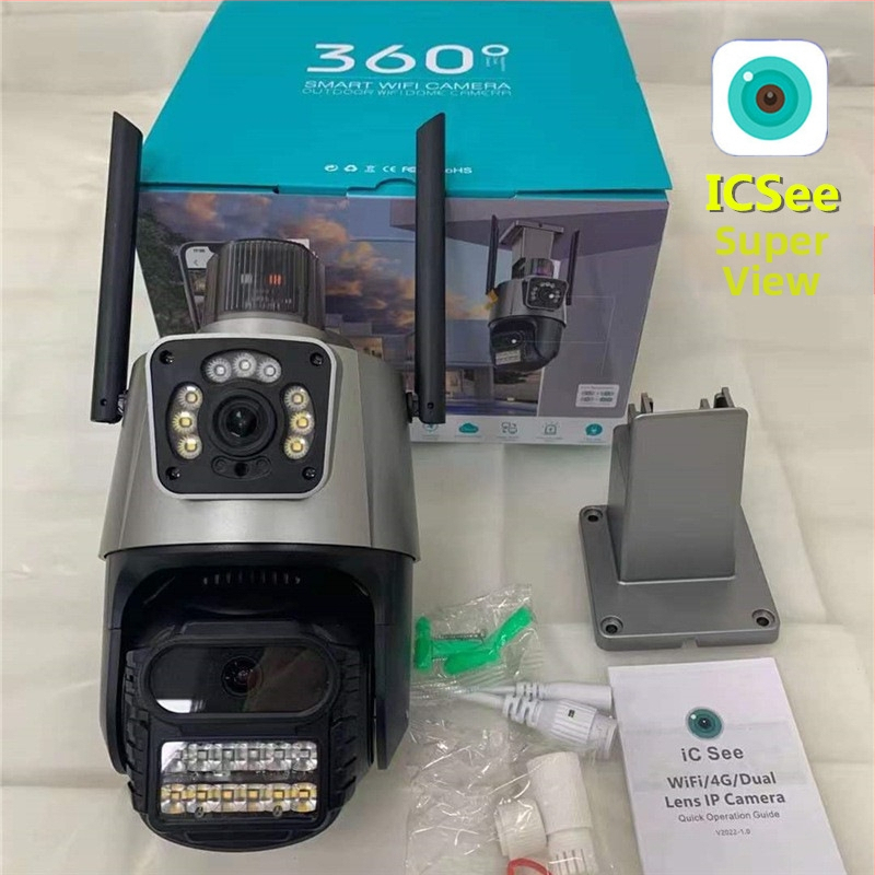 ICSEE Cameră ball wireless de exterior 6MP cu Wi-Fi, lentilă duală, PTZ, monitorizare, detecție de mișcare și de oameni