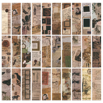 Set de 30 semne de carte vintage pentru cărți, albume și caiete — decorative, retro, desene creative