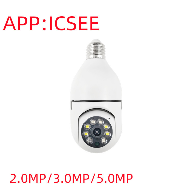 ICSEE Cameră de supraveghere în formă de bec pentru uz casnic, Wi-Fi fără fir, HD, monitorare 360°, soclu E27