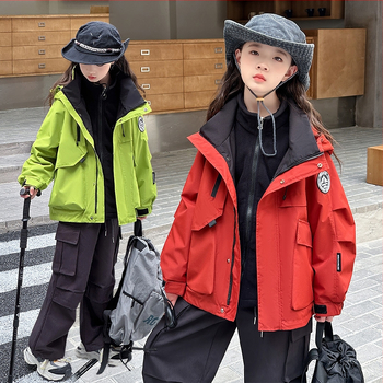 Jachetă de vânt pentru fete, 3-in-1 toamnă-iarnă, stil casual modern