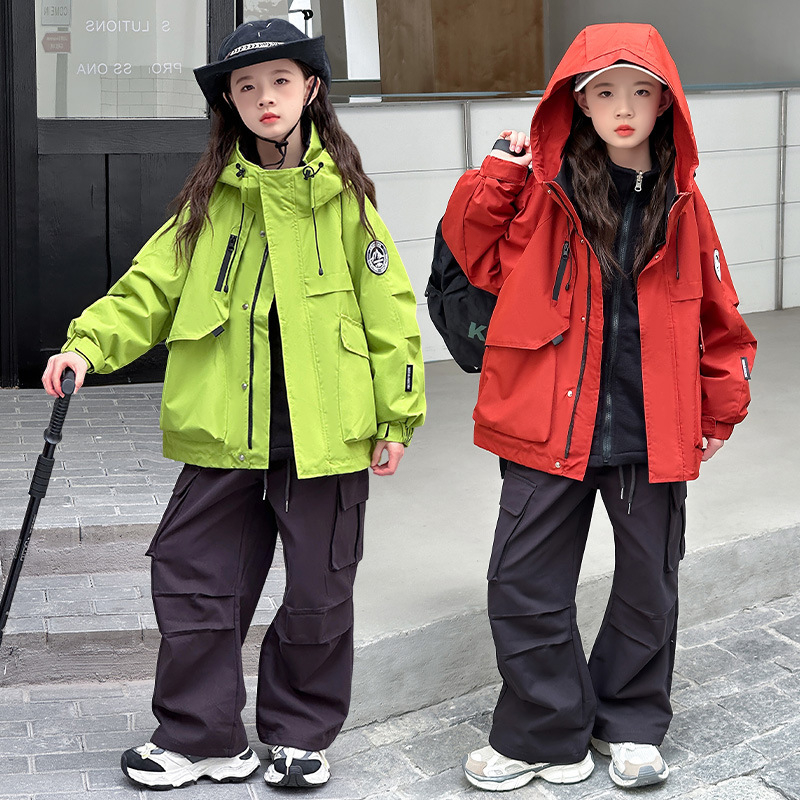 Jachetă de vânt pentru fete, 3-in-1 toamnă-iarnă, stil casual modern