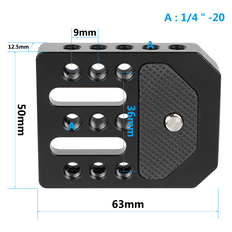 Cușcă monitor 1/4 inch, placă inferioară și placă tip brânză pentru rig-ul camerei, aliaj de aluminiu