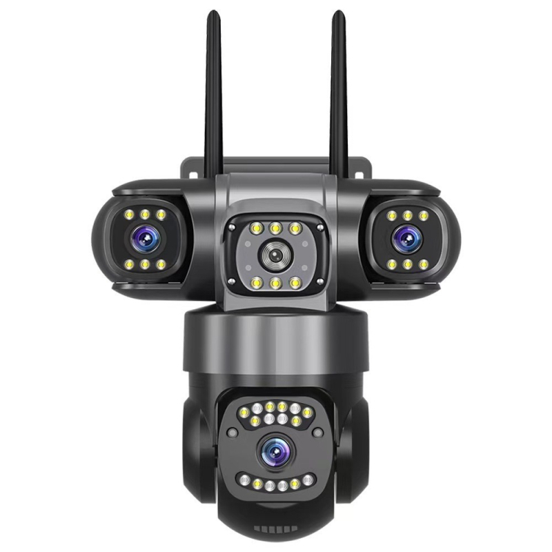 V380 Cameră de supraveghere wireless cu monitor cu trei vizualizări, lentile multiple și intercom distant