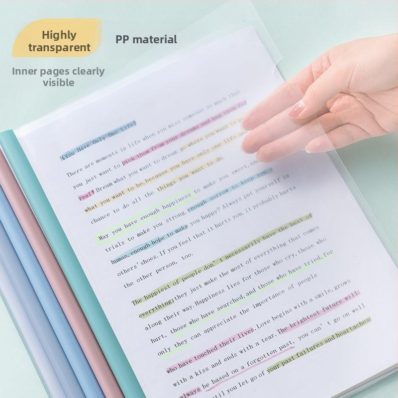 Dosar A4 cu inserții transparente și clemă cu tijă – clips în formă de picătură pentru documente școlare