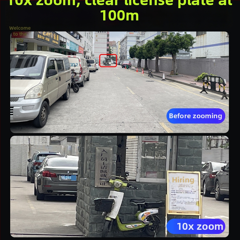 Cameră PTZ exterioră cu vedere pe timp de noapte și video HD, cameră dome cu patru canale, Wi‑Fi 360°