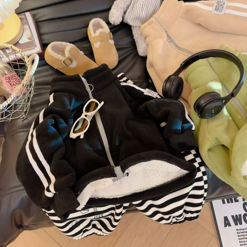 Geacă reversibilă de fleece pentru copii, guler înalt, iarnă, unisex