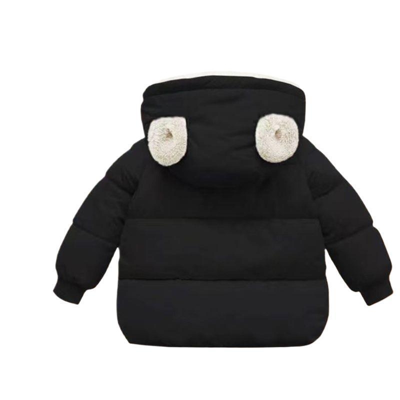 Geacă pentru copii cu căptușeală fleece și glugă, cald pentru iarnă, unisex, pentru copii 3–8 ani, culoare solidă