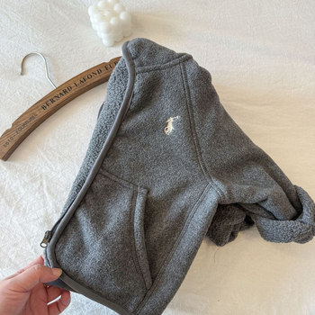 Jachetă de fleece cu glugă pentru copii, iarna 2025, unisex, amestec de lână