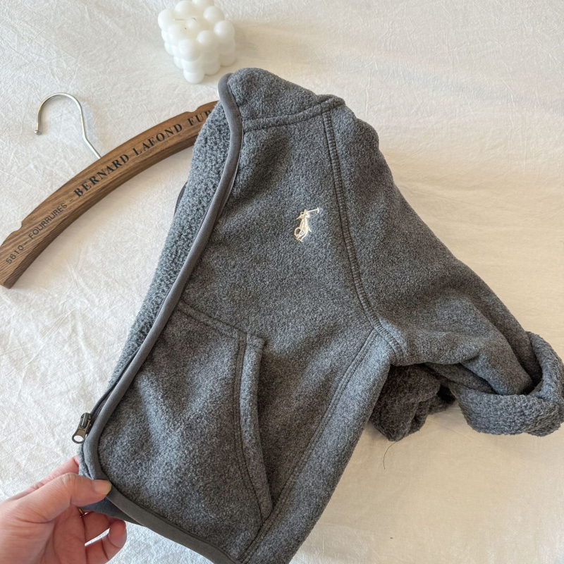Jachetă de fleece cu glugă pentru copii, iarna 2025, unisex, amestec de lână