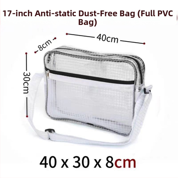 Geantă pentru unelte din PVC, antistat, transparentă cu plasă, fără praf, impermeabilă, dimensiuni 40×30×8 cm