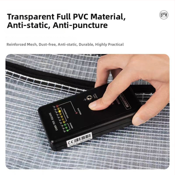 Geantă pentru unelte din PVC, antistat, transparentă cu plasă, fără praf, impermeabilă, dimensiuni 40×30×8 cm