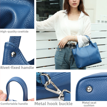 Geantă Tote din piele naturală, cu capacitate mare, buzunare multiple, curea de umăr și crossbody