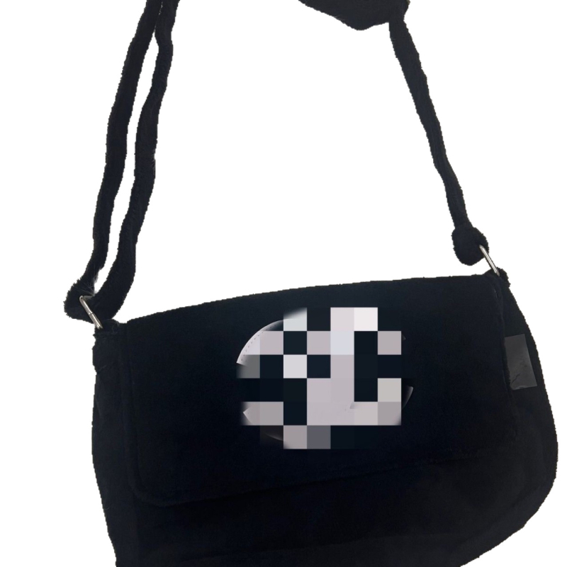 Geantă crossbody din velur, curea de umăr din lanț și clapă, culoare uni
