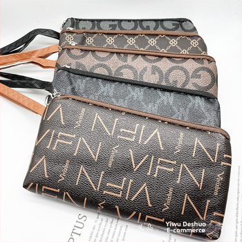Geantă de telefon din PU, cu curea de mână, portofel cu fermoar pentru monede, clutch feminin cu model geometric
