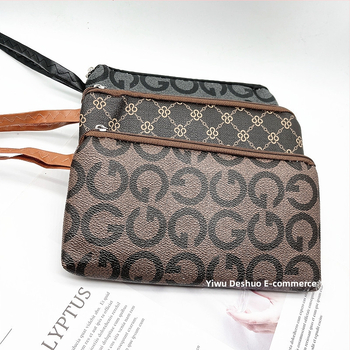 Geantă de telefon din PU, cu curea de mână, portofel cu fermoar pentru monede, clutch feminin cu model geometric