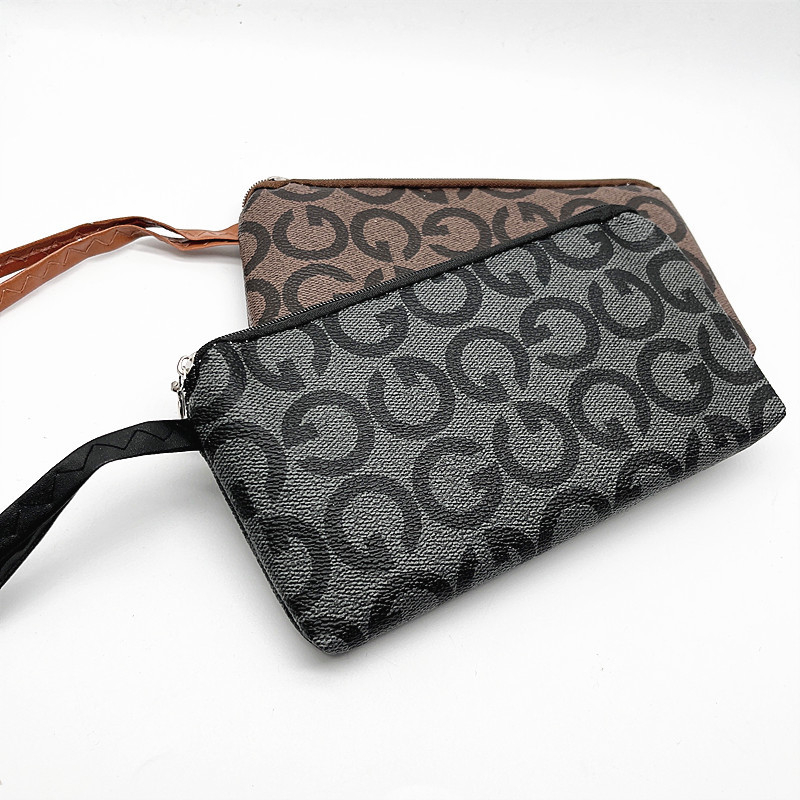 Geantă de telefon din PU, cu curea de mână, portofel cu fermoar pentru monede, clutch feminin cu model geometric