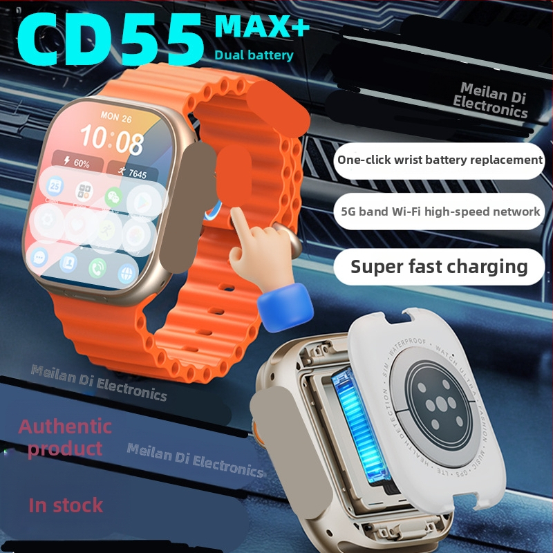 Ceas inteligent W527 cu slot pentru card, ecran AMOLED HD, cod Morse, baterii duale și baterie înlocuibilă