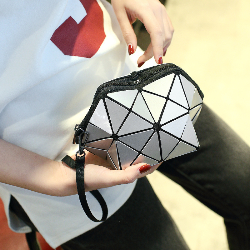 Geantă clutch pentru femei cu model geometric în romb, portofel pliabil pentru monede, geantă pentru telefon, geantă mică