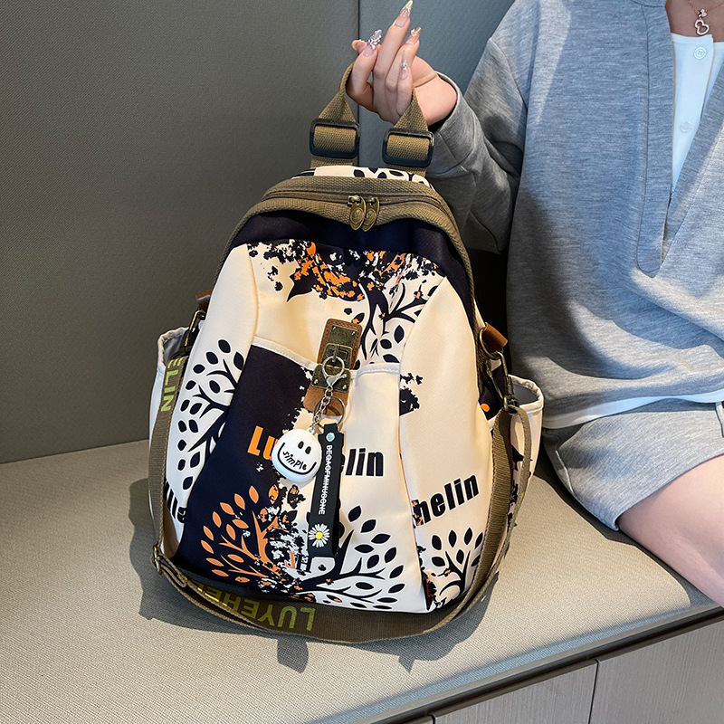 Rucsac de călătorie pentru femei, capacitate mare, material Oxford, imprimeu geometric, stil casual, ușor pentru excursii