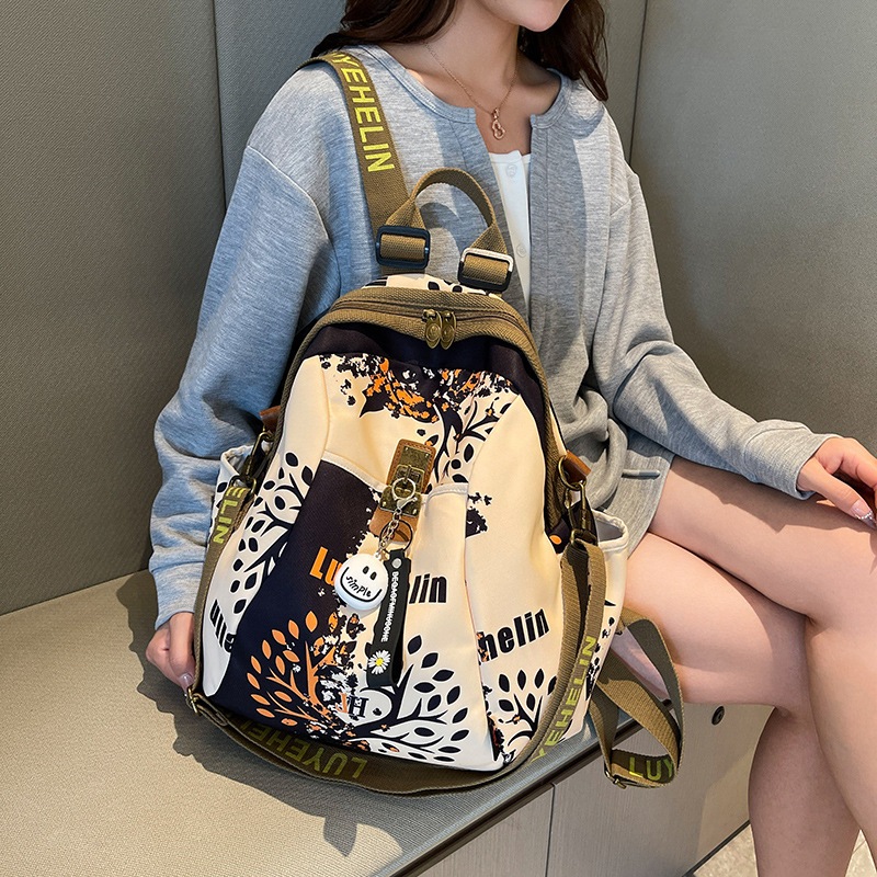 Rucsac de călătorie pentru femei, capacitate mare, material Oxford, imprimeu geometric, stil casual, ușor pentru excursii