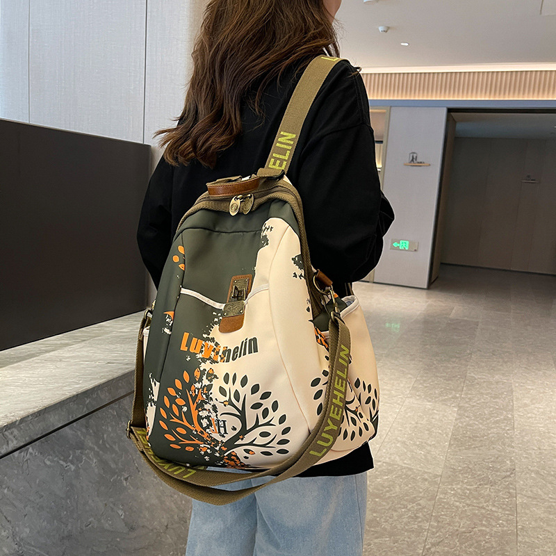 Rucsac de călătorie pentru femei, capacitate mare, material Oxford, imprimeu geometric, stil casual, ușor pentru excursii