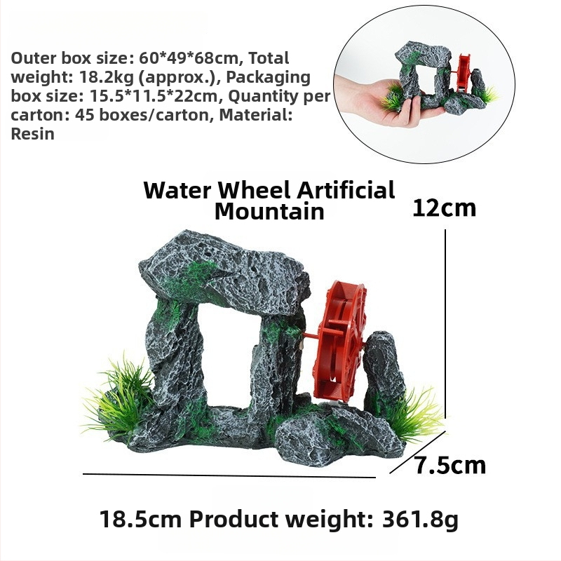 Set decor acvariu: grotă ascunsă, peisaj stâncos, plante acvatice decorative și pietre mici
