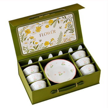 Set boluri și farfurii cu glazură sub glazură florală pentru uz casnic, stil modern minimalist, cadou premium