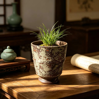 Vase ceramice rezistente la temperaturi înalte, suporturi de birou în stil wabi-sabi pentru plante verzi și suculente, design vintage inspirat Zen
