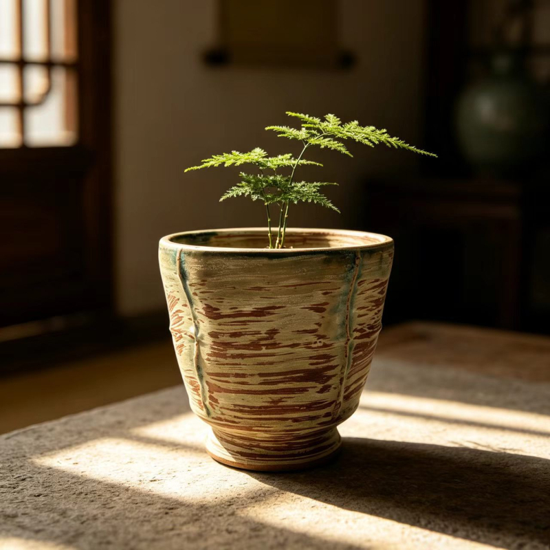 Vase ceramice rezistente la temperaturi înalte, suporturi de birou în stil wabi-sabi pentru plante verzi și suculente, design vintage inspirat Zen