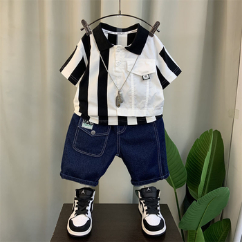 Set de vară pentru băieți, din două piese: tricou polo cu mânecă scurtă și pantaloni, pentru sugari 0–12 luni