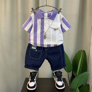 Set de vară pentru băieți, din două piese: tricou polo cu mânecă scurtă și pantaloni, pentru sugari 0–12 luni