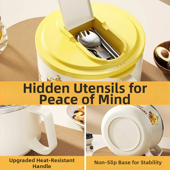 Bol din oțel inoxidabil pentru noodles instant cu capac, cu funcție de scurgere, ideal pentru cămine și cantine