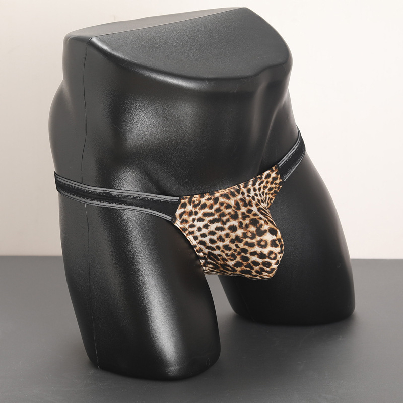 Tanga pentru bărbați cu imprimeu leopard, talie joasă