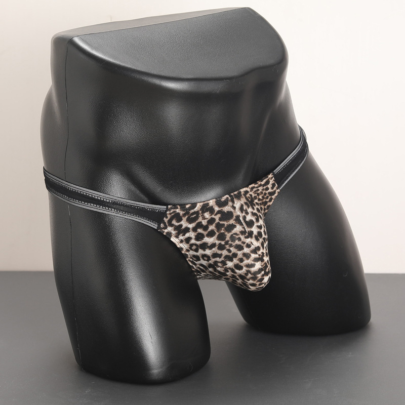 Tanga pentru bărbați cu imprimeu leopard, talie joasă