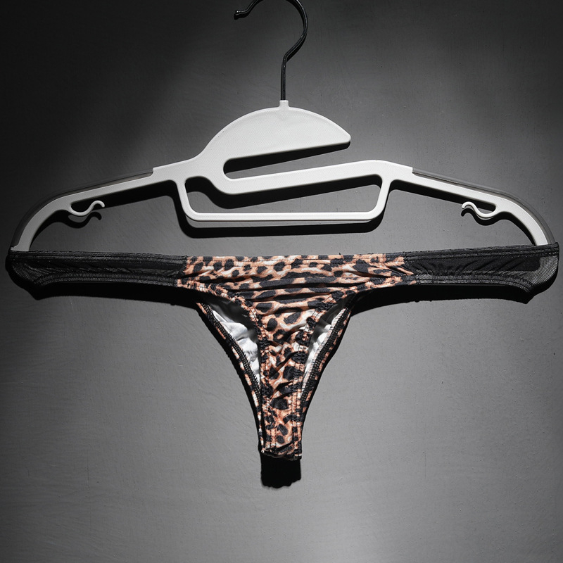 Tanga pentru bărbați cu imprimeu leopard, talie joasă