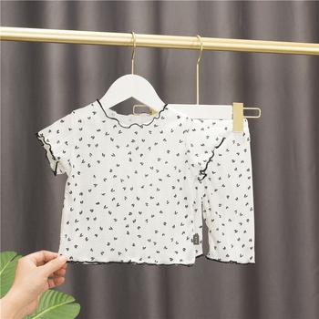 Set de vară pentru acasă pentru fetițe, două piese, în patru culori, lejer și confortabil, material cu absorbție a umezelii