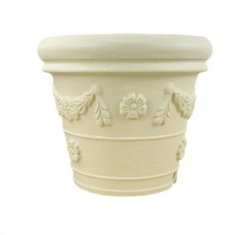 Alice Ghiveci de flori din rășină cu relief ceramic, stil crem pentru balcon cu trandafiri, gros și durabil, stil european, respirabil