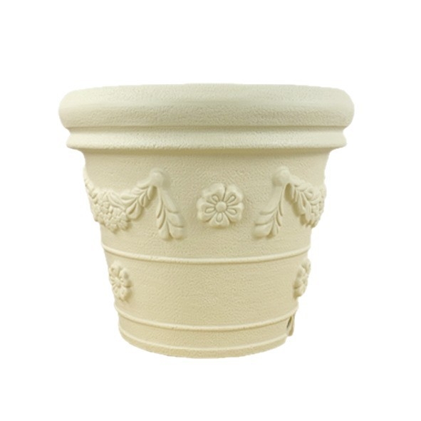 Alice Ghiveci de flori din rășină cu relief ceramic, stil crem pentru balcon cu trandafiri, gros și durabil, stil european, respirabil